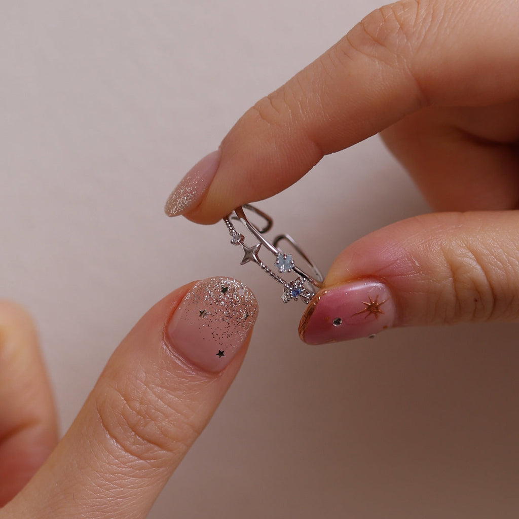 Blue topaz Star layered ring