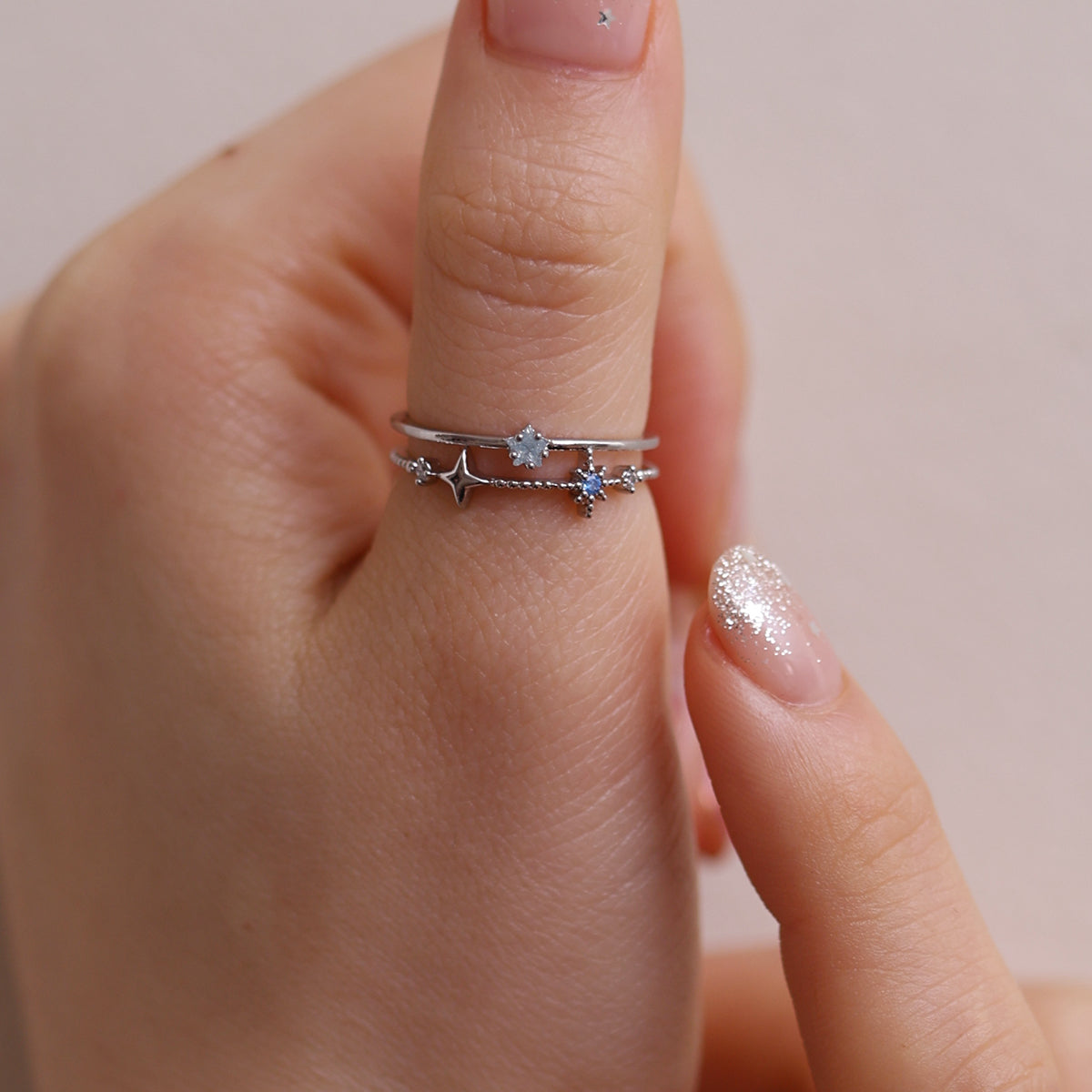 Blue topaz Star layered ring
