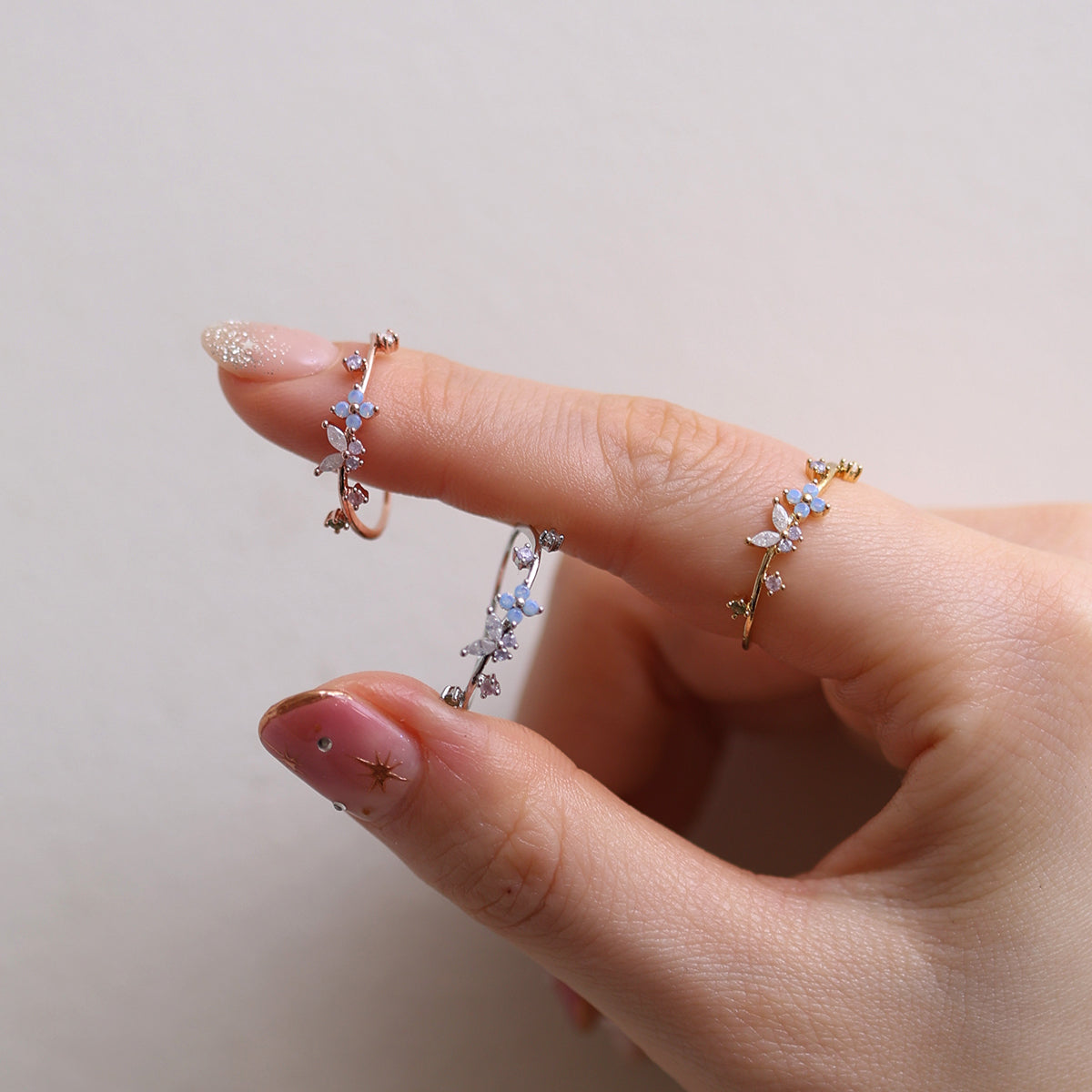 butterfly moonstone flower cubic ring